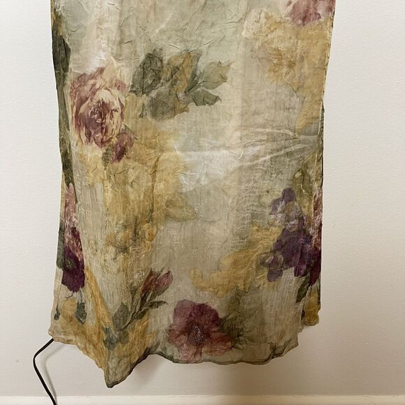 Vtg DAWN JOY Romantic Floral Maxi Dress Crinkle 90s Whimsigoth Fairy Grunge - 10 - Picture 4 of 6